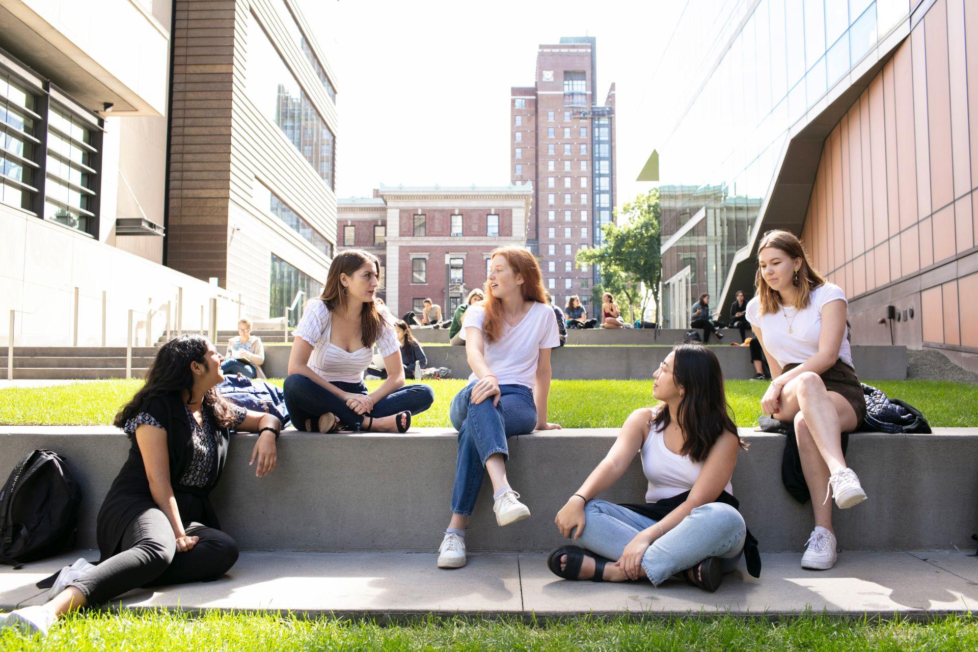 Students sitting on the Diana Steps 